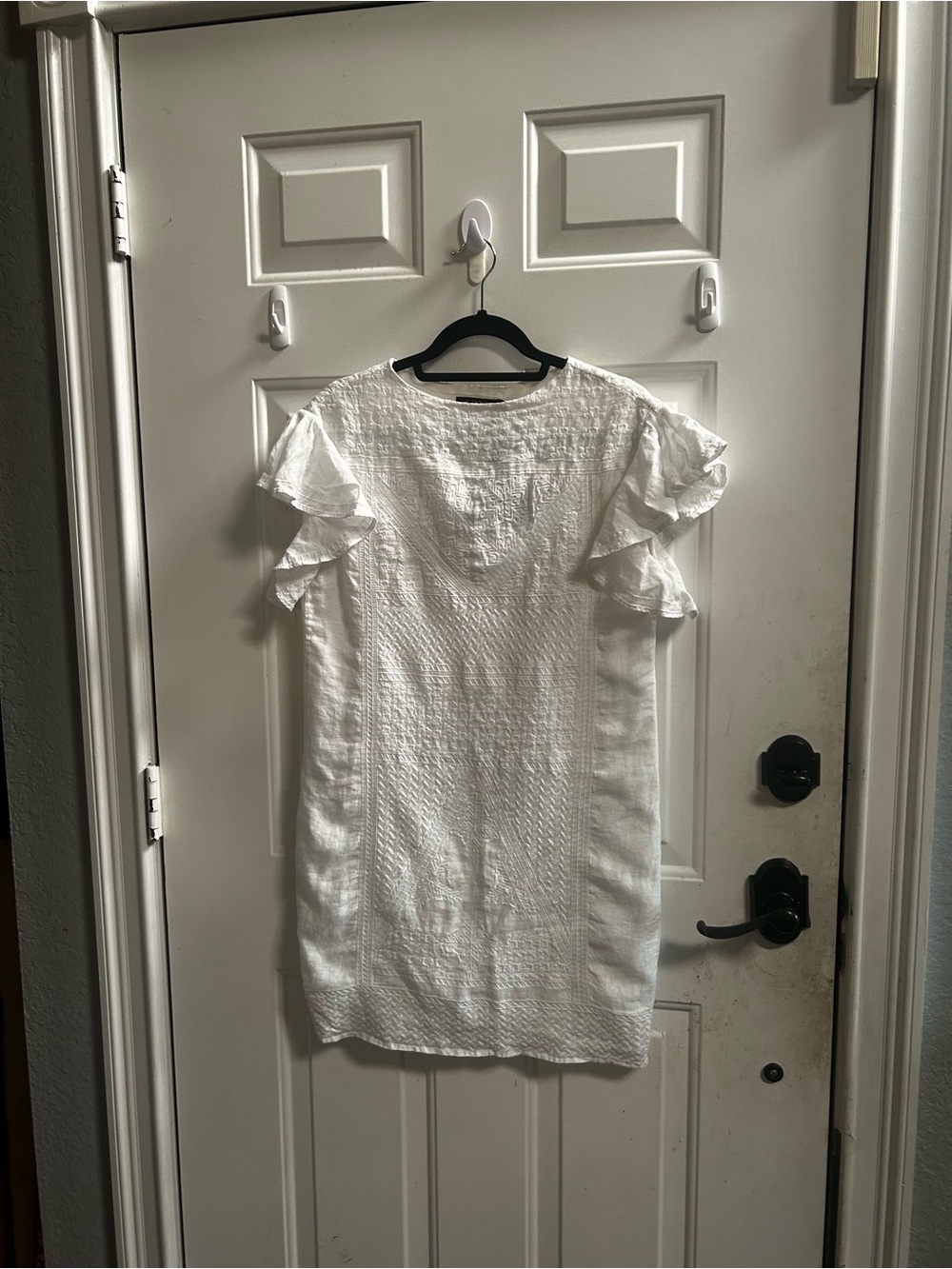 Ralph Lauren White Textured Short-Sleeve mini summer Dress Sz S